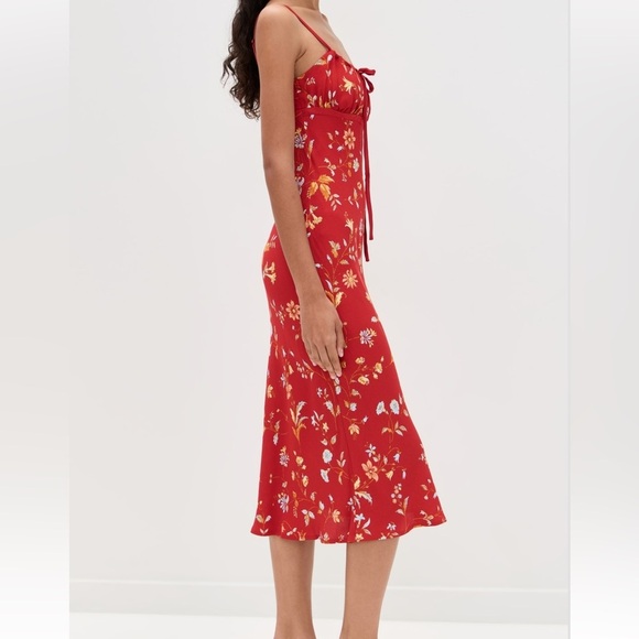 Reformation Camira Crepe Midi-Dress in Borsa Floral Red | Size 0 - Picture 3 of 14